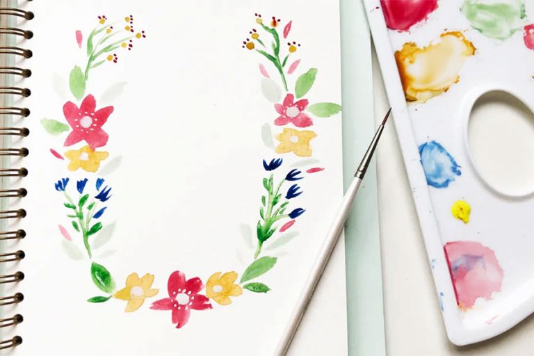 Read more about the article Gouache Painting for Beginners Tutorial: 5 Step Floral Wreath